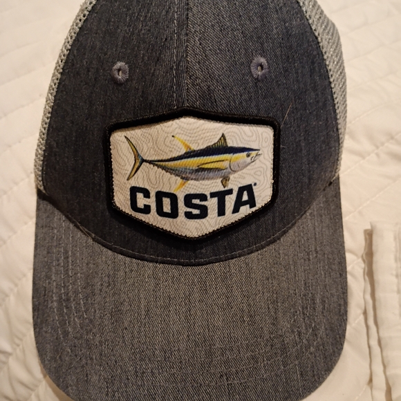 Costa Gray Trucker Hat with Fish Logo - Picture 1 of 5